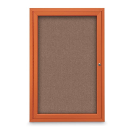 United Visual Products Slim Enclosed Corkboard, 18"x24", Bronze Alum Frame/Amethyst UVEB1824-BRONZE-AMETHY